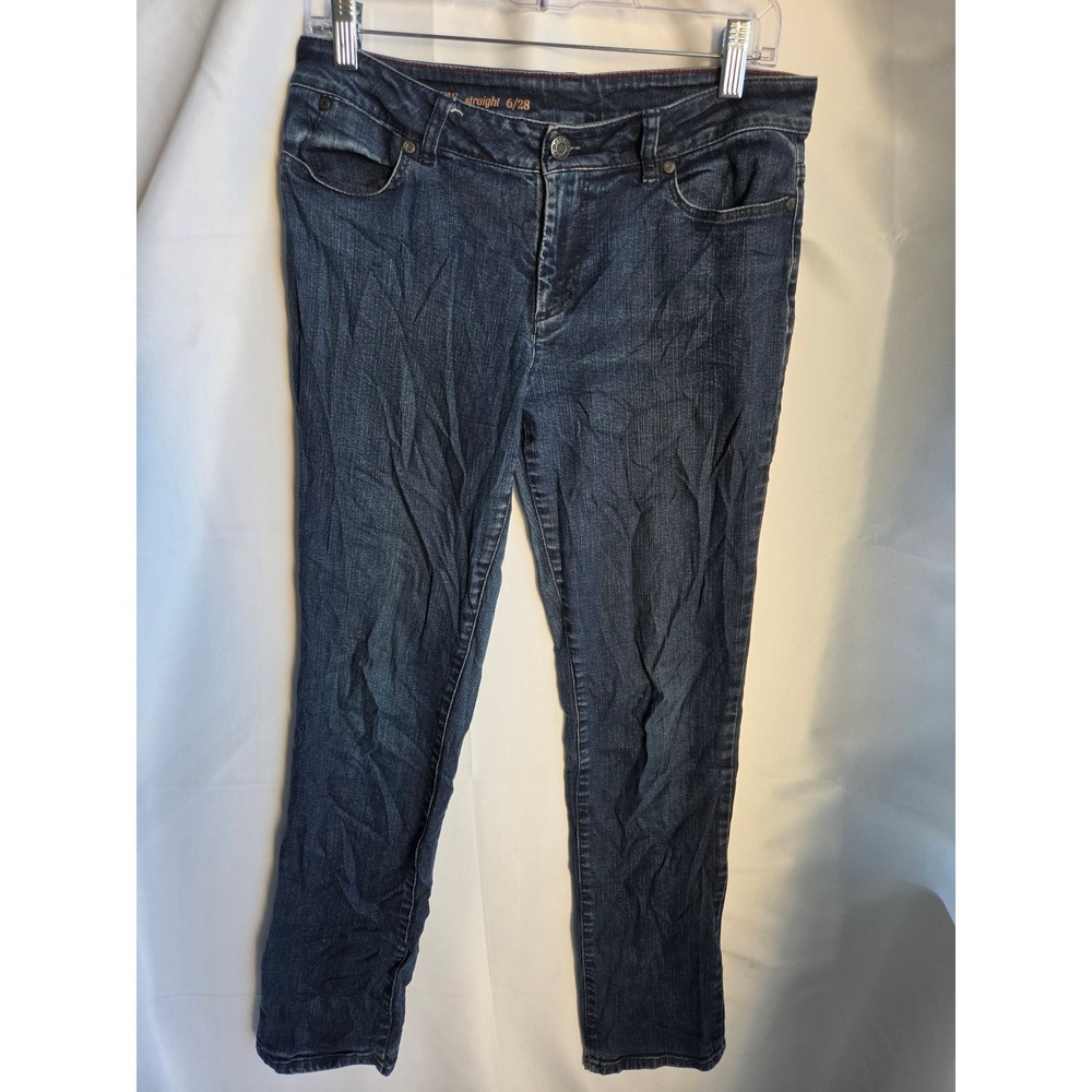 Levi Strauss Signature Straight Jeans Womens Blue Dark Wash Regular Mid